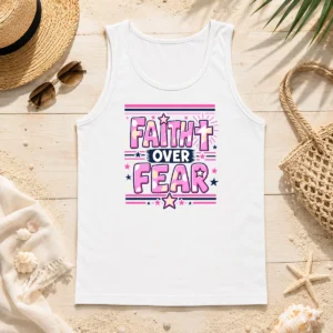 Funny Faith Over Fear Motivational Christian Quote Tank Top