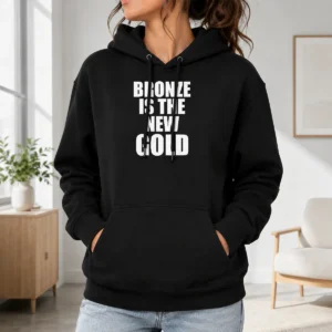Awesome Bronze Is The New Gold Hoodie in bronze color with front pocket and drawstring hood