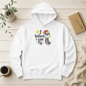 Funny I Believe I Can Fly Cat Balloons Hoodie