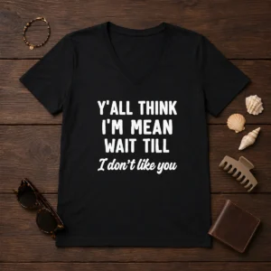Pretty Y'All Think I'M Mean Wait Till I Don'T Like You V-Neck Shirt