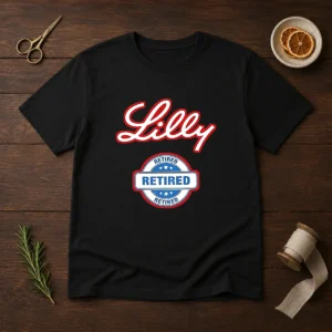 Original Lilly Retired t shirt in classic fit with comfortable cotton fabric and bold graphic print