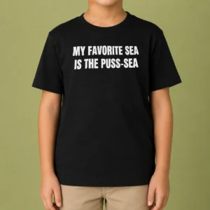 Hot My Favorite Sea Is The Puss Sea Kids T Shirt featuring colorful sea-themed graphic on soft cotton fabric
