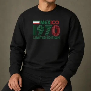Awesome Pretty Retro Mexico 1970 Limited Edition Sweater in classic crewneck style with vintage graphic print