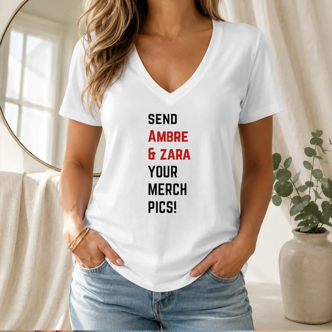 awesome-ambre-and-zara-send-your-merch-pics-v-neck-shirt Awesome Ambre And Zara Send Your Merch Pics V-Neck Shirt
