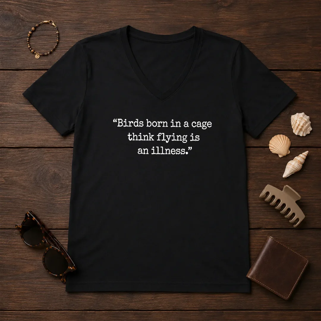 awesome-birds-bron-in-cage-v-neck-shirt Awesome Birds Bron In Cage V-Neck Shirt