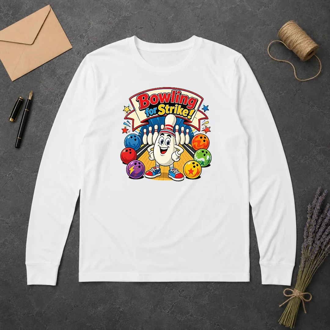 Awesome Bowling For Strike Cartoon Long Sleeve Shirt Awesome Bowling For Strike Cartoon Long Sleeve Shirt