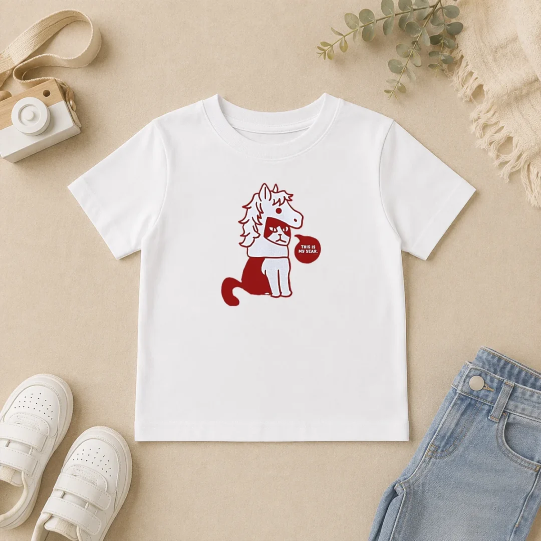 Awesome Cat Wearing Horse Mask This Is My Year Kids T Shirt Awesome Cat Wearing Horse Mask This Is My Year Kids T-Shirt