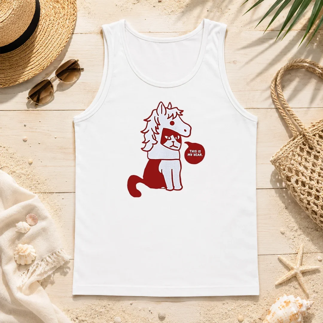 Awesome Cat Wearing Horse Mask This Is My Year Tank Top Awesome Cat Wearing Horse Mask This Is My Year Tank Top