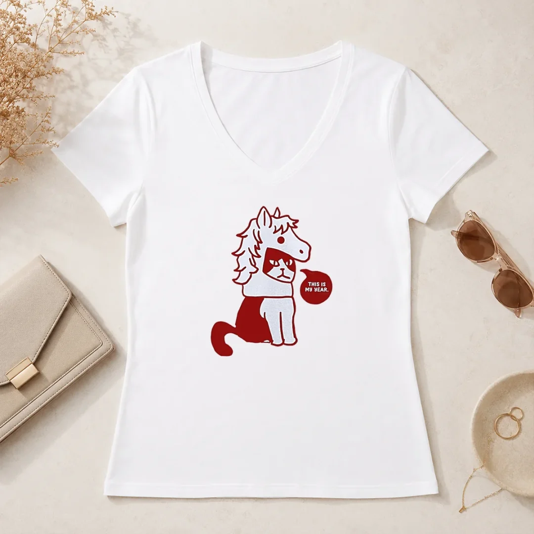 Awesome Cat Wearing Horse Mask This Is My Year V Neck Shirt Awesome Cat Wearing Horse Mask This Is My Year V-Neck Shirt