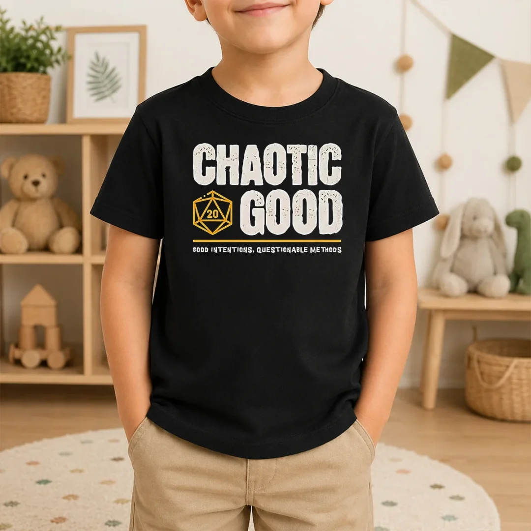 Awesome Chaotic Good Good Intentions Questionable Methods Kids T Shirt Awesome Chaotic Good Good Intentions Questionable Methods Kids T-Shirt