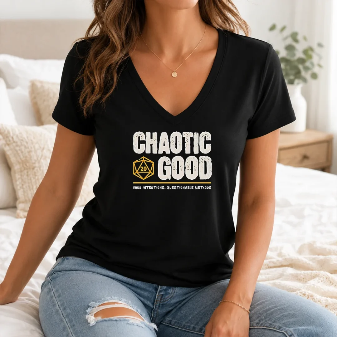 Awesome Chaotic Good Good Intentions Questionable Methods V Neck Shirt Awesome Chaotic Good Good Intentions Questionable Methods V-Neck Shirt
