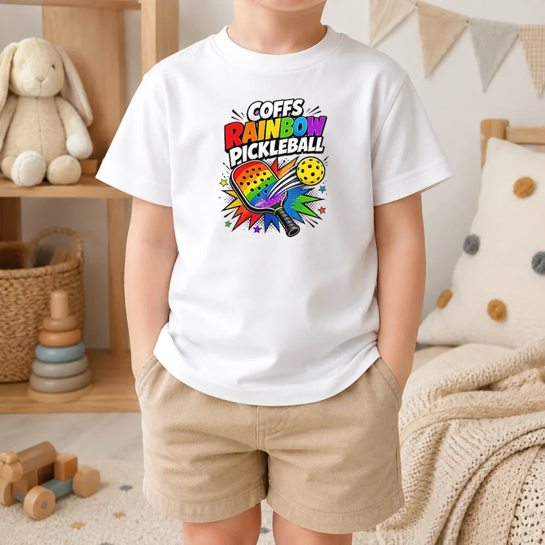 Awesome Coffs Rainbow Pickleball Comic For Active Athletes Kids T Shirt Awesome Coffs Rainbow Pickleball Comic For Active Athletes Kids T-Shirt