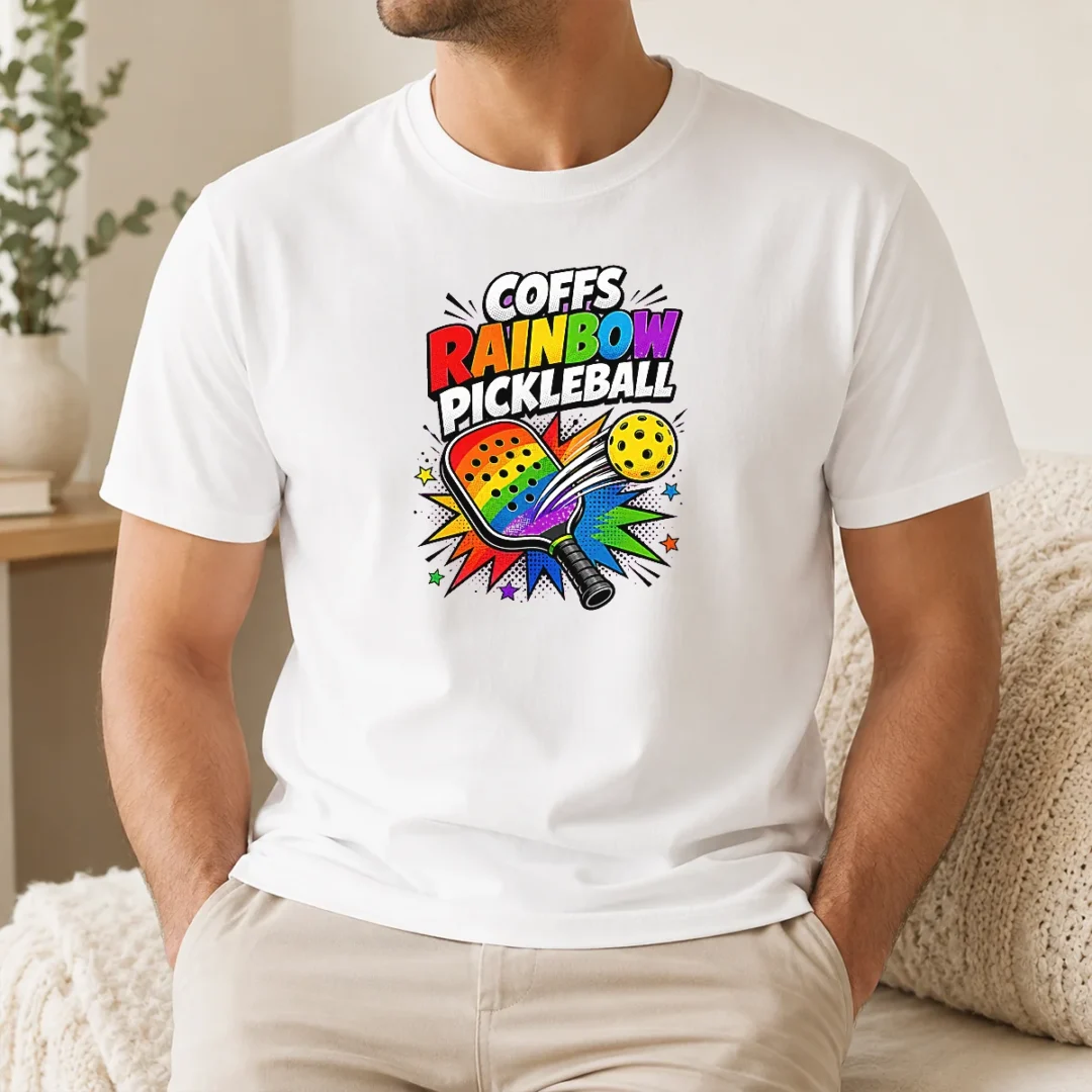 Awesome Coffs Rainbow Pickleball Comic For Active Athletes t shirt Awesome Coffs Rainbow Pickleball Comic For Active Athletes