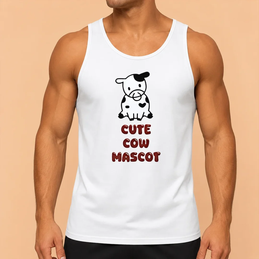 awesome-cute-cow-mascot-tank-top Awesome Cute Cow Mascot Tank Top