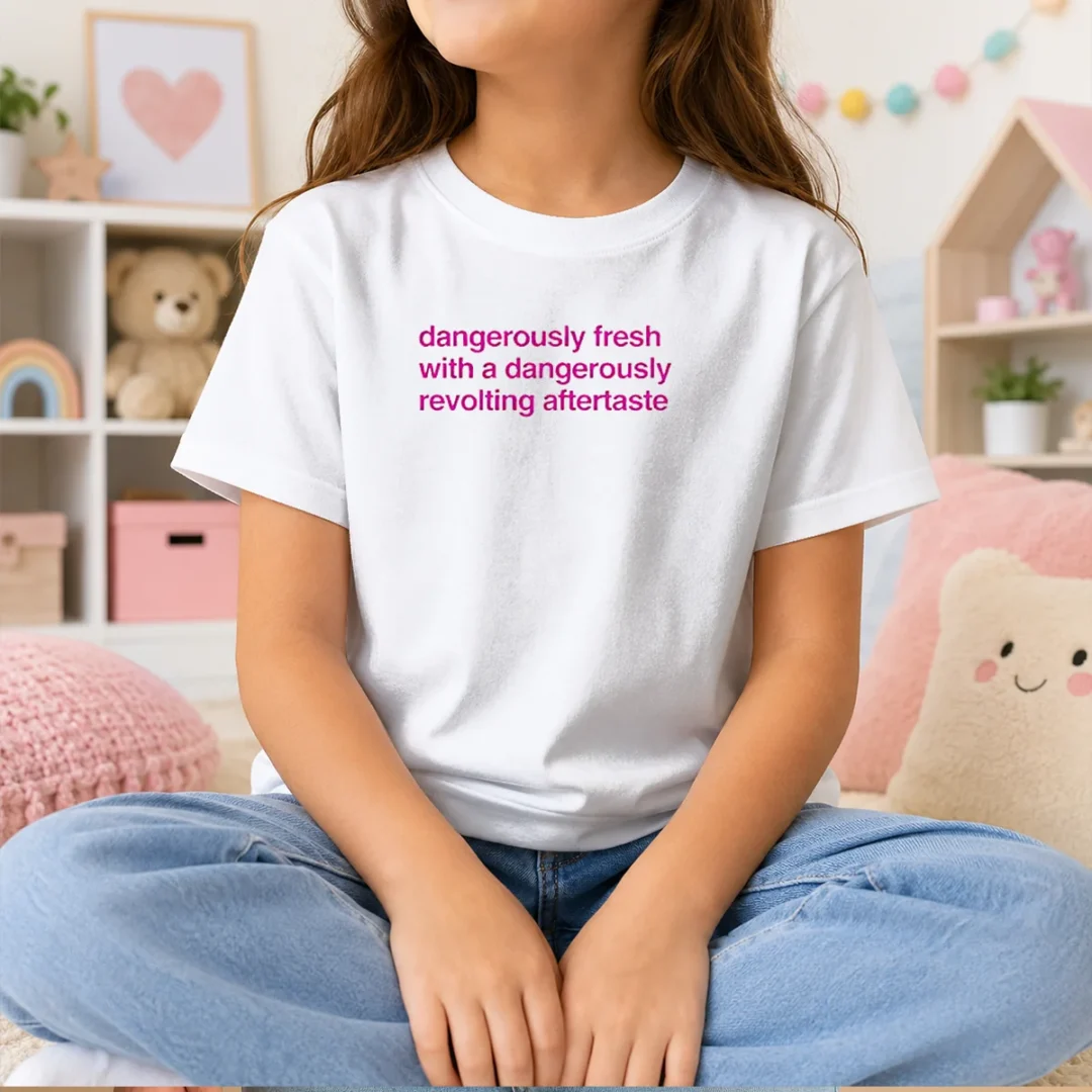 awesome-dangerously-fresh-with-a-dangerously-revolting-aftertaste-kids-t-shirt Awesome Dangerously Fresh With A Dangerously Revolting Aftertaste Kids T-Shirt