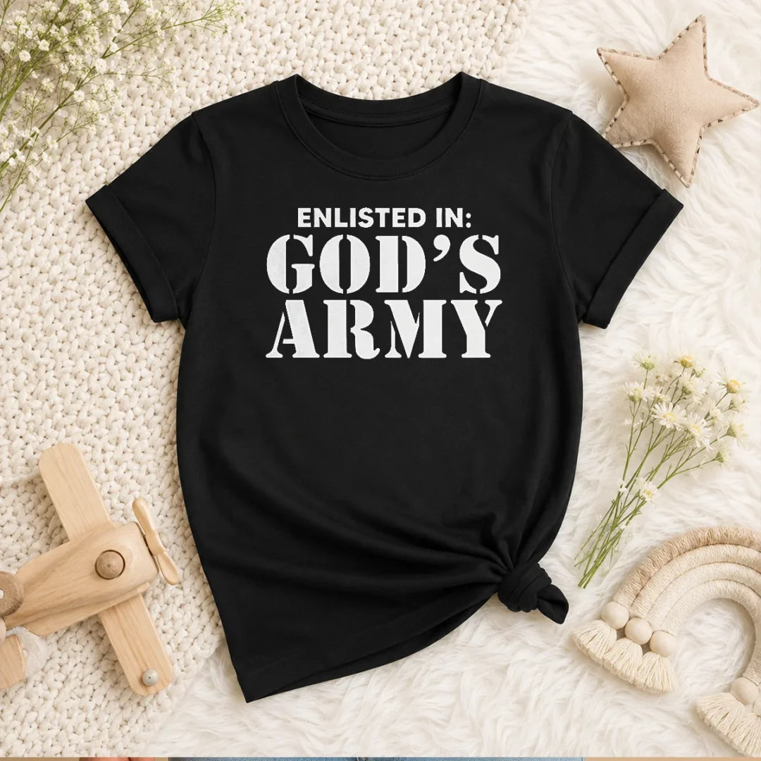 awesome-enlisted-in-god-s-army-kids-t-shirt Awesome Enlisted In God'S Army Kids T-Shirt