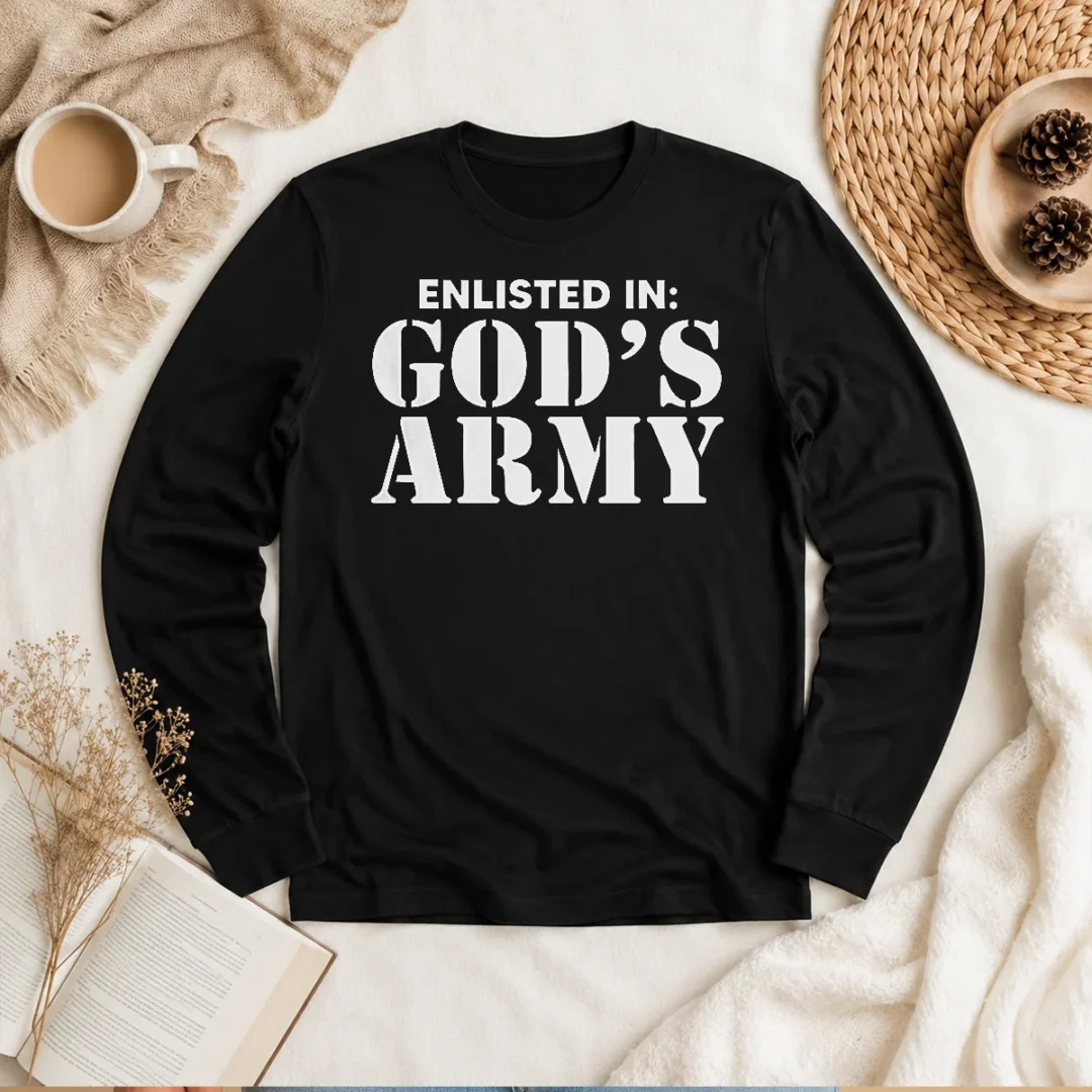 awesome-enlisted-in-god-s-army-long-sleeve-shirt Awesome Enlisted In God'S Army Long Sleeve Shirt