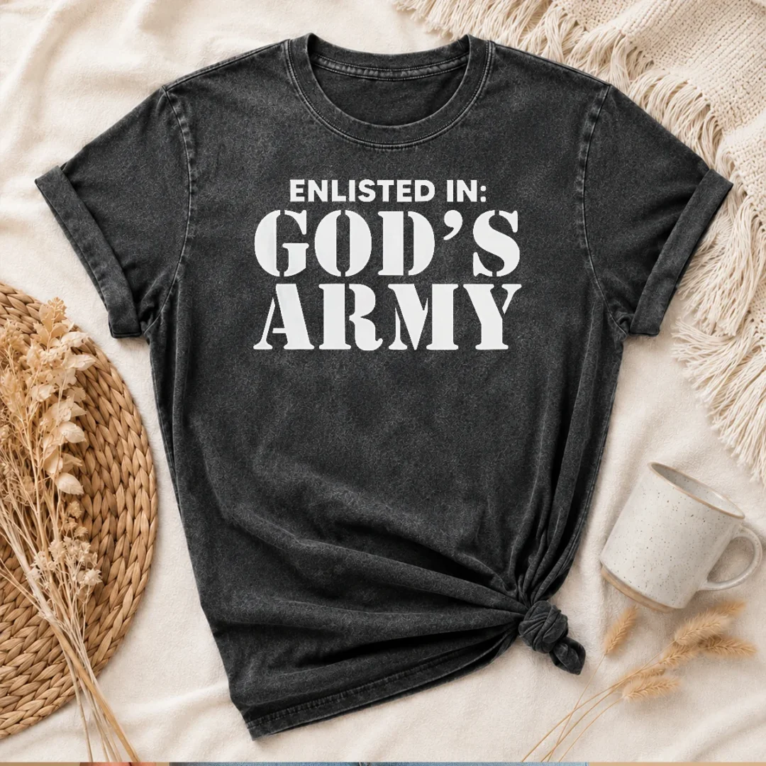 awesome-enlisted-in-god-s-army-washed-t-shirt Awesome Enlisted In God'S Army Washed T-Shirt