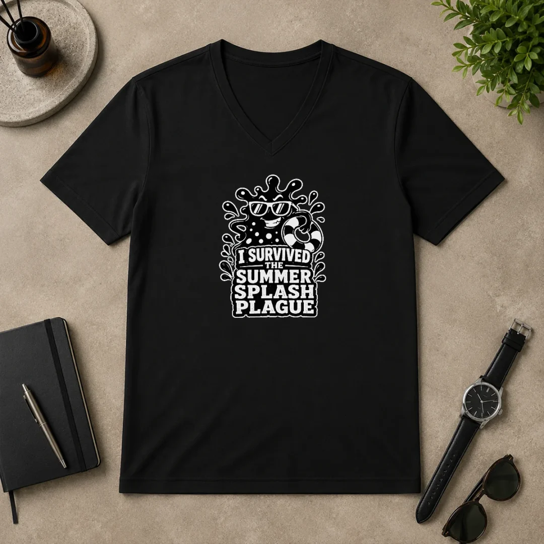 Awesome Good Summer Splash Plague Silhouette V Neck Shirt Awesome Good Summer Splash Plague Silhouette V-Neck Shirt