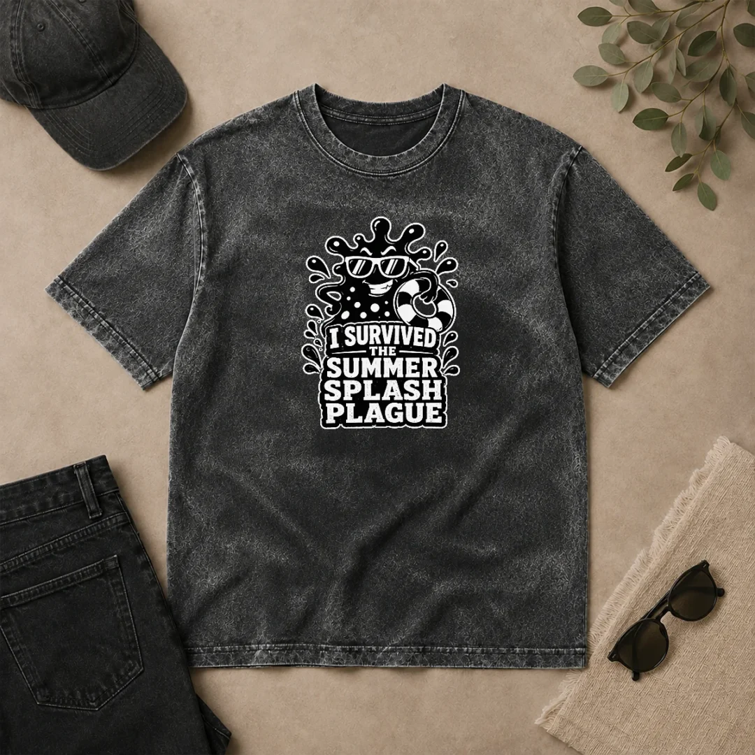 Awesome Good Summer Splash Plague Silhouette Washed T Shirt Awesome Good Summer Splash Plague Silhouette Washed T-Shirt