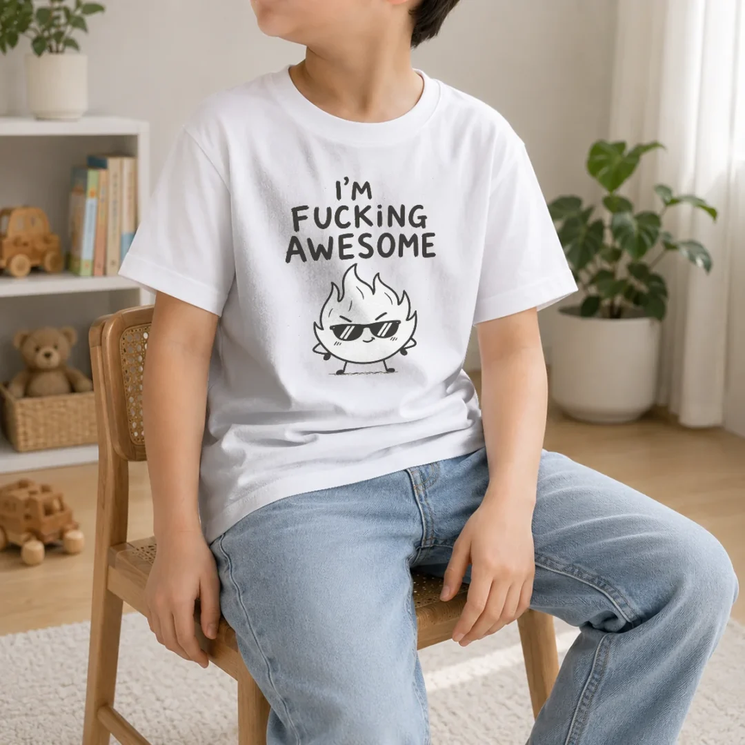 awesome-happy-i-m-fing-awesome-kids-t-shirt-kid-t-shirt Awesome Happy I'M Fing Awesome Kids T-Shirt
