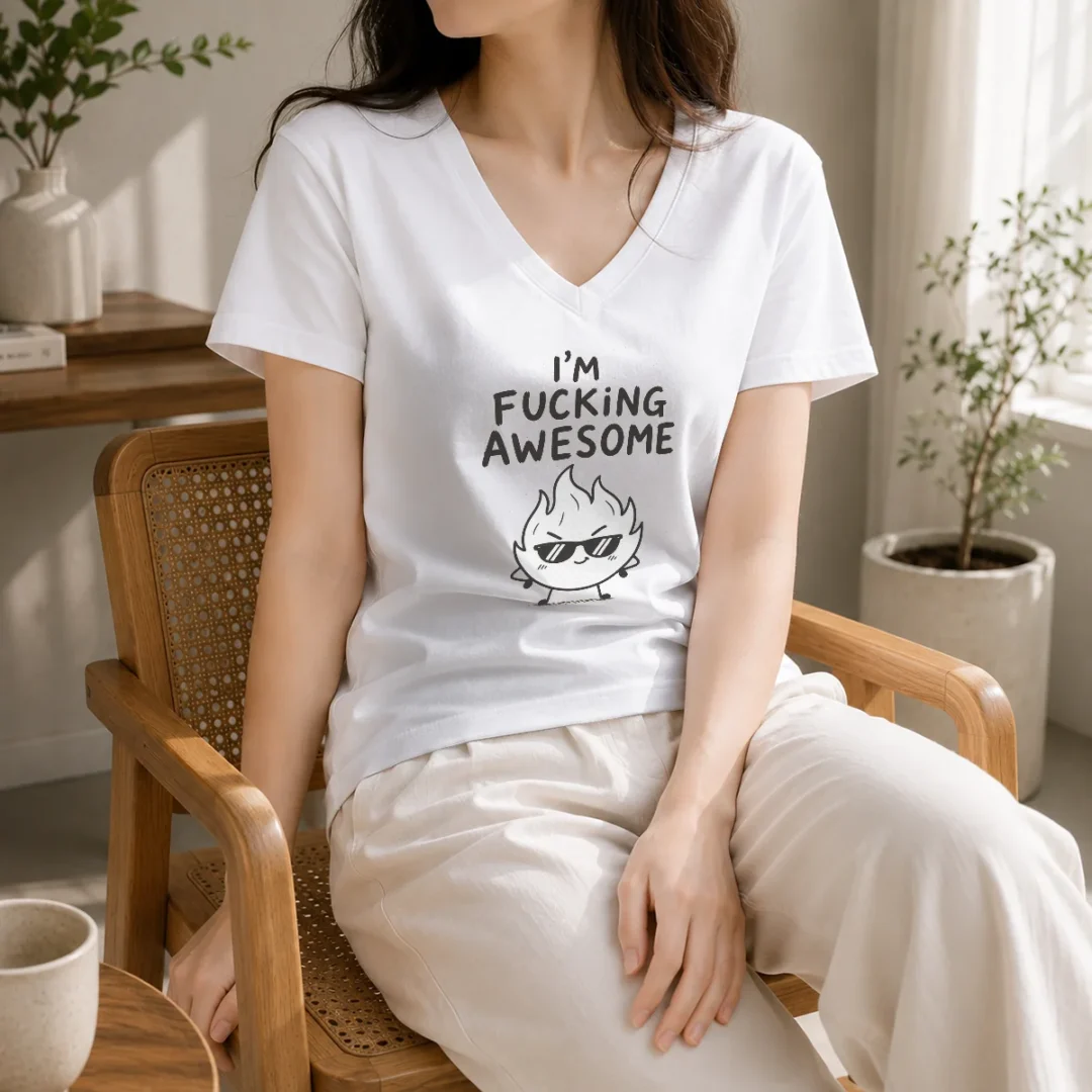 awesome-happy-i-m-fing-awesome-v-neck-shirt Awesome Happy I'M Fing Awesome V-Neck Shirt