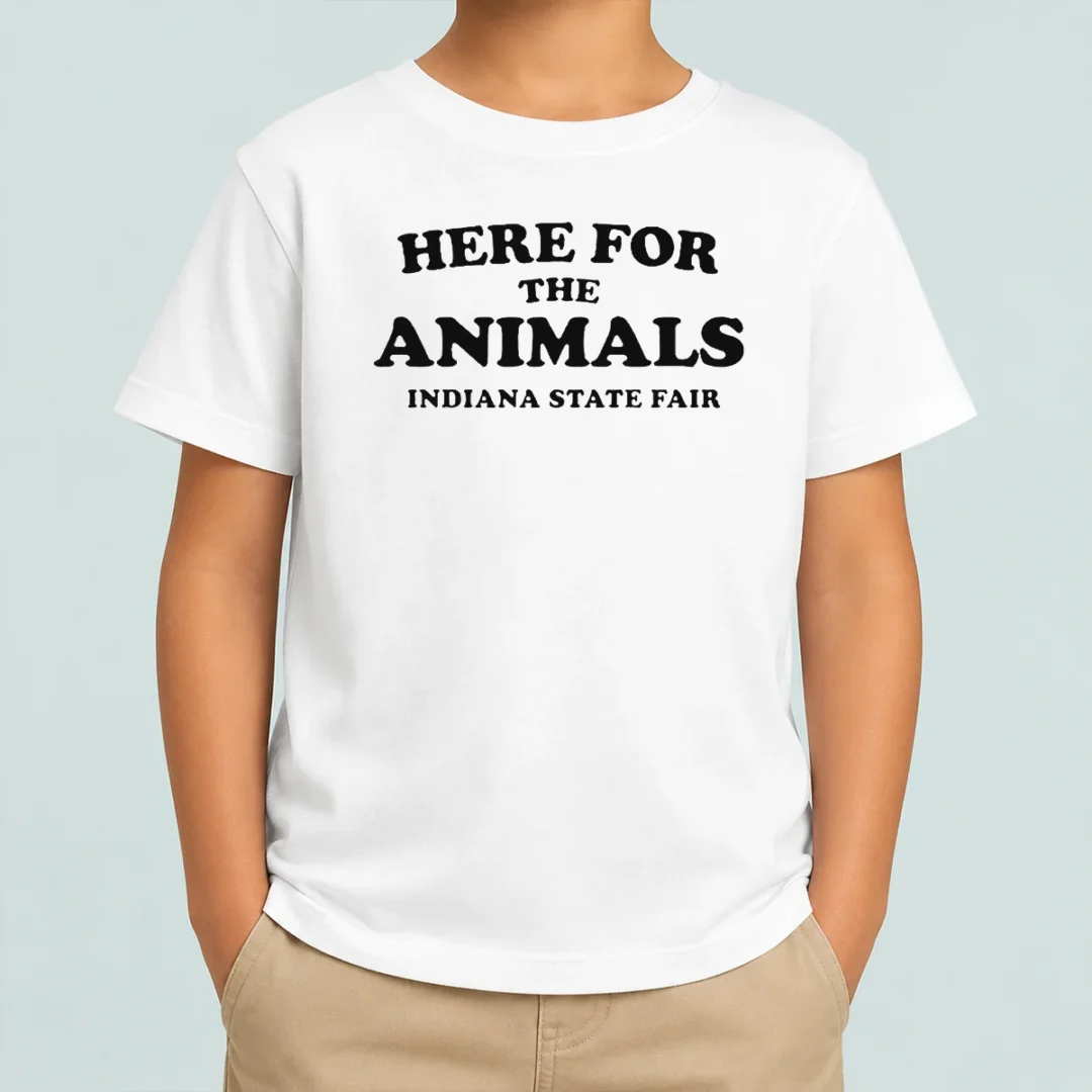 awesome-hot-here-for-the-animals-indiana-state-fair-kids-t-shirt Awesome Hot Here For The Animals Indiana State Fair Kids T Shirt in vibrant colors, displayed on a child-sized garment