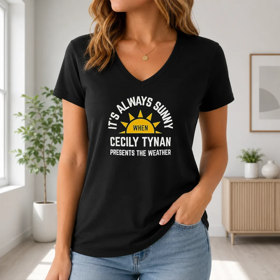 Awesome Hot It'S Always Sunny When Cecily Tynan Presents The Weather V Neck Shirt Awesome Hot It'S Always Sunny When Cecily Tynan Presents The Weather V Neck Shirt in dark color with short sleeves