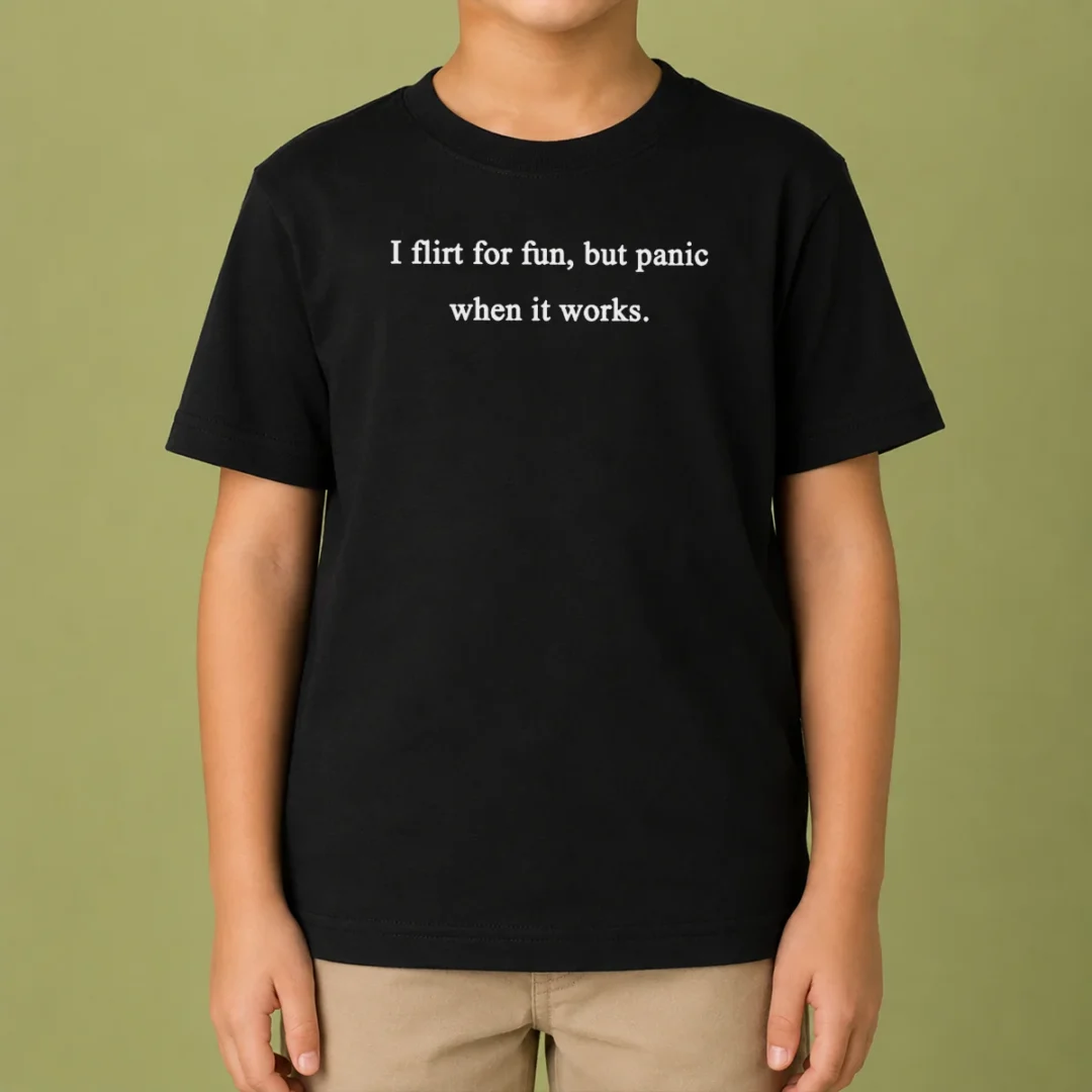 awesome-i-flirt-for-fun-but-panic-when-it-works-kids-t-shirt Awesome I Flirt For Fun But Panic When It Works Kids T-Shirt