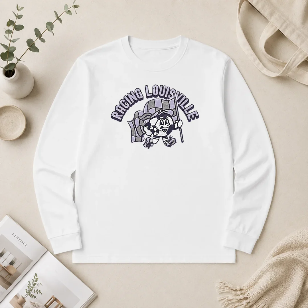 Awesome Kid'S Racing Louisville Soccer Player Grey Long Sleeve Shirt Awesome Kid'S Racing Louisville Soccer Player Grey Long Sleeve Shirt