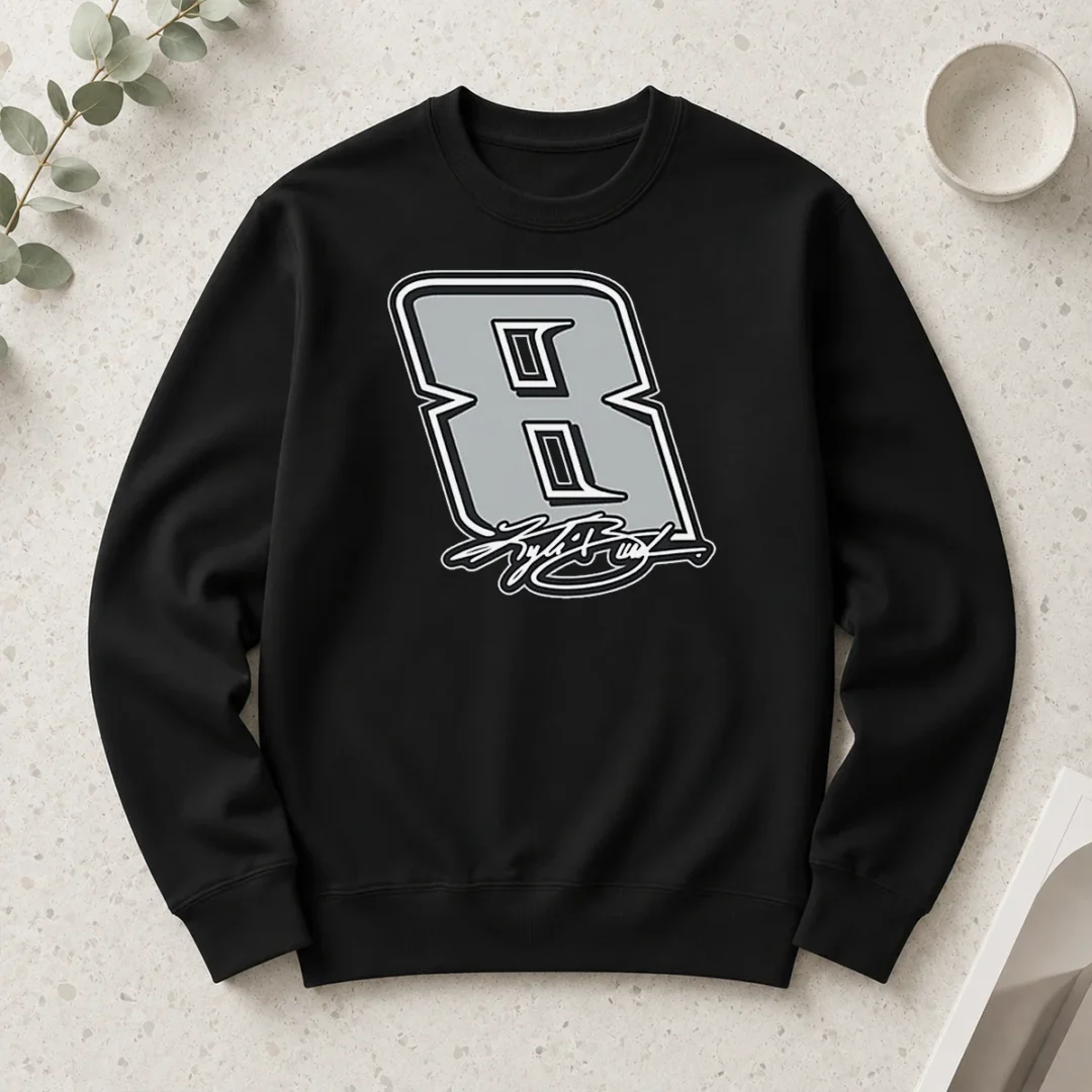 awesome-kyle-busch-black-no-8-signature-long-sleeve-shirt Awesome Kyle Busch Black No 8 Signature Long Sleeve Shirt