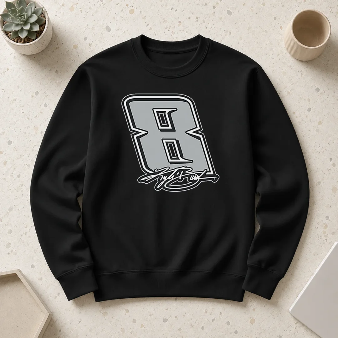 awesome-kyle-busch-black-no-8-signature-sweater Awesome Kyle Busch Black No 8 Signature Sweater featuring bold black fabric and signature design