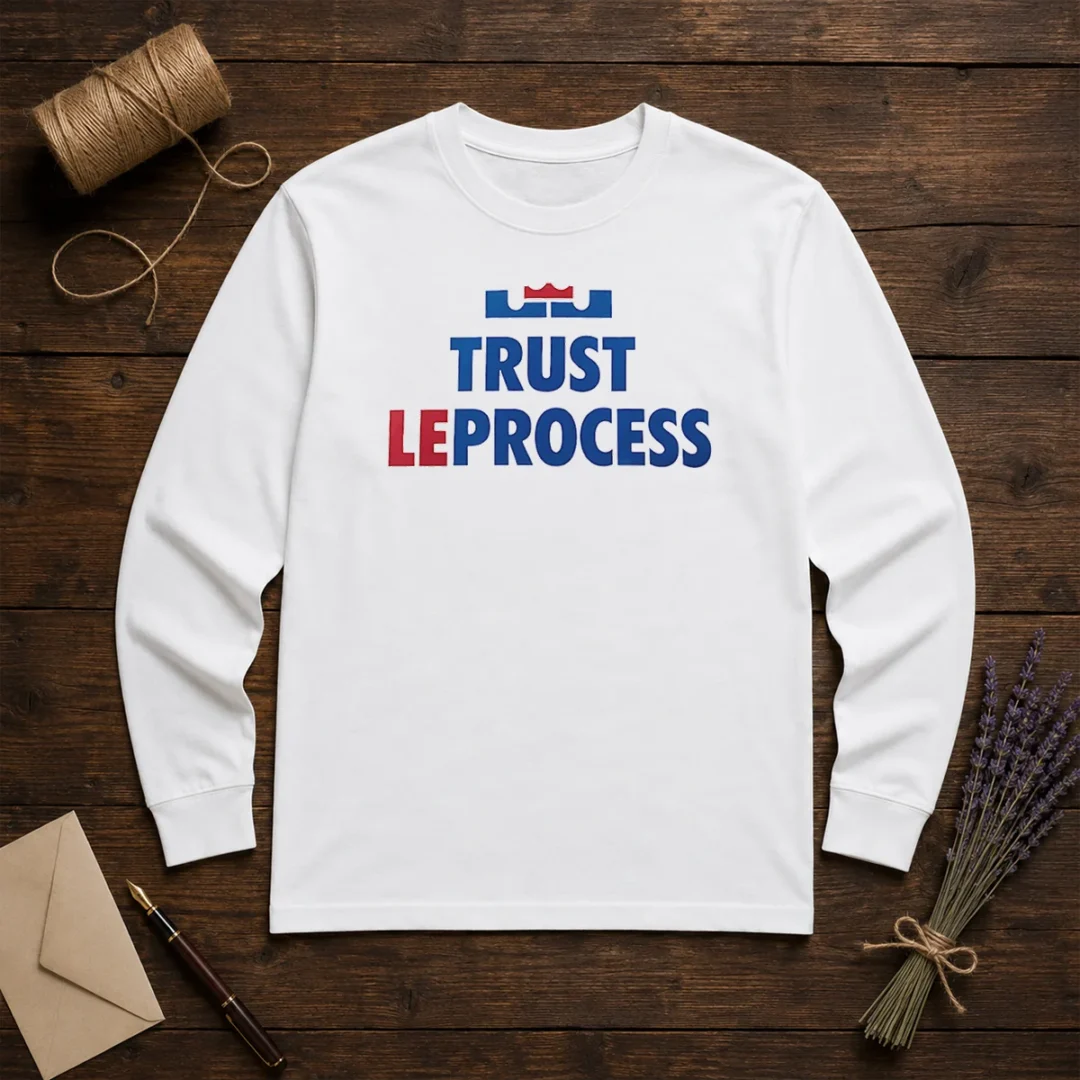 awesome-lebron-james-philadelphia-76ers-trust-the-process-nba-basketball-long-sleeve-shirt Awesome Lebron James Philadelphia 76ers Trust The Process NBA Basketball long sleeve shirt in navy blue, front view