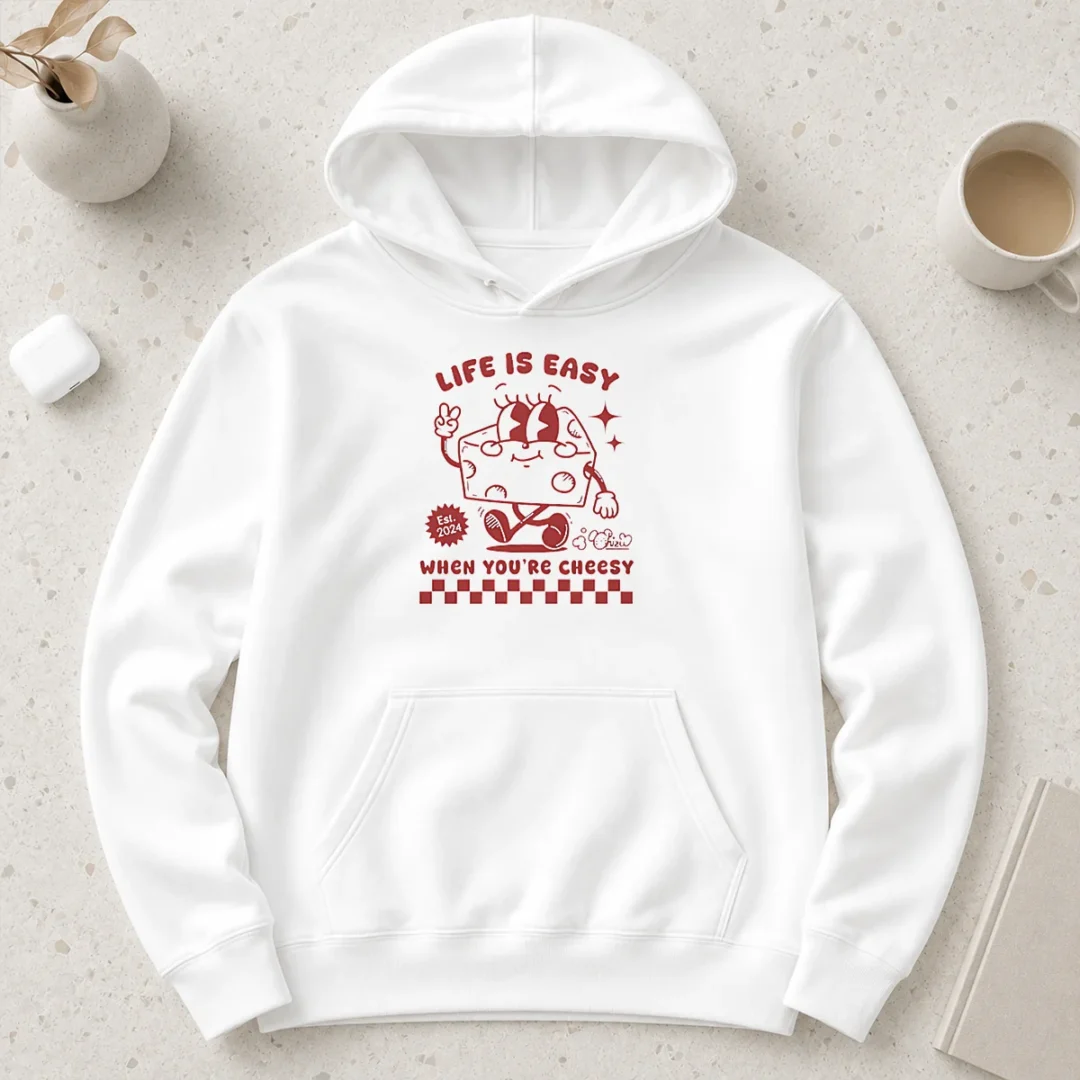awesome-life-is-easy-when-you-re-cheesy-retro-cheese-character-hoodie Awesome Life Is Easy When You'Re Cheesy Retro Cheese Character Hoodie