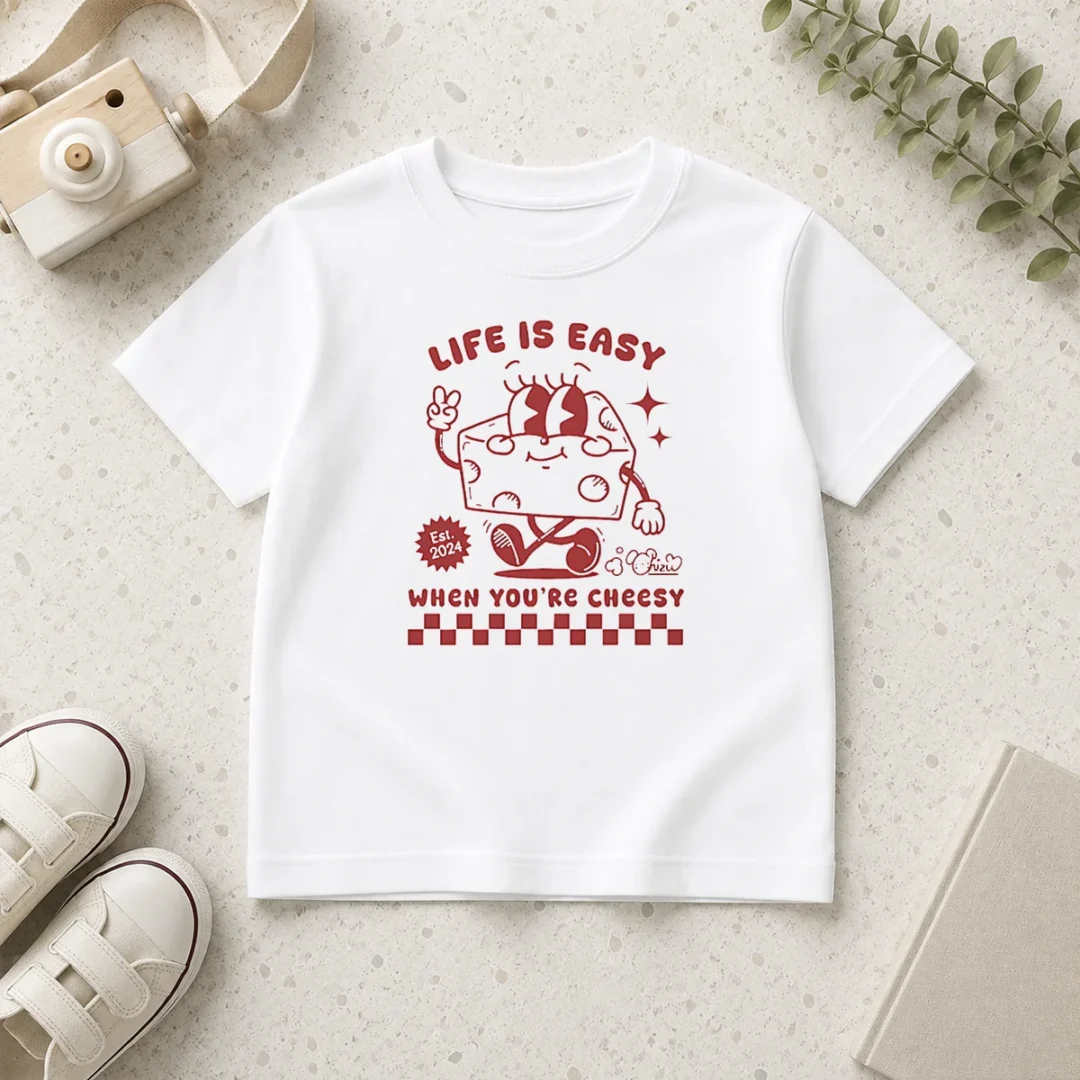 awesome-life-is-easy-when-you-re-cheesy-retro-cheese-character-kids-t-shirt Awesome Life Is Easy When You'Re Cheesy Retro Cheese Character Kids T-Shirt