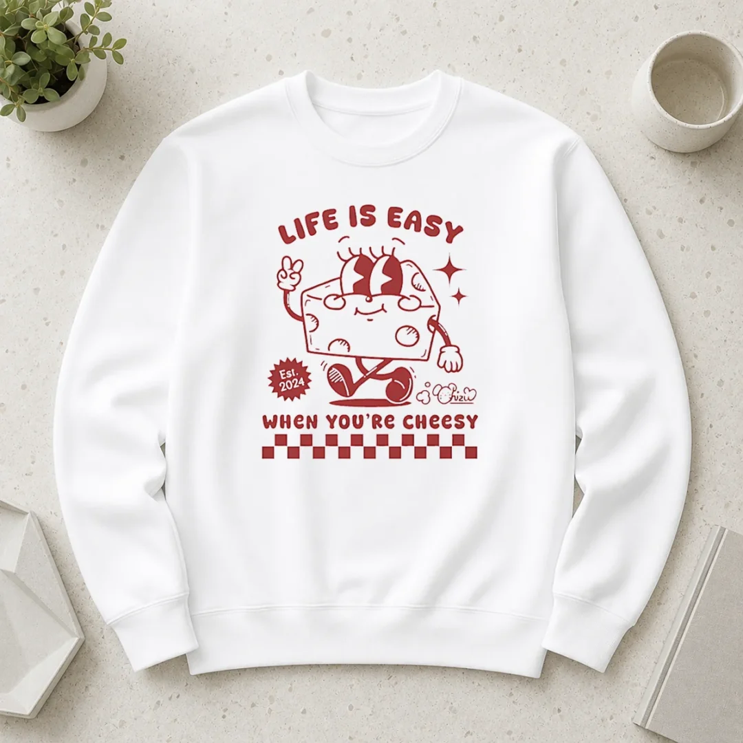 awesome-life-is-easy-when-you-re-cheesy-retro-cheese-character-sweater Awesome Life Is Easy When You'Re Cheesy Retro Cheese Character Sweater
