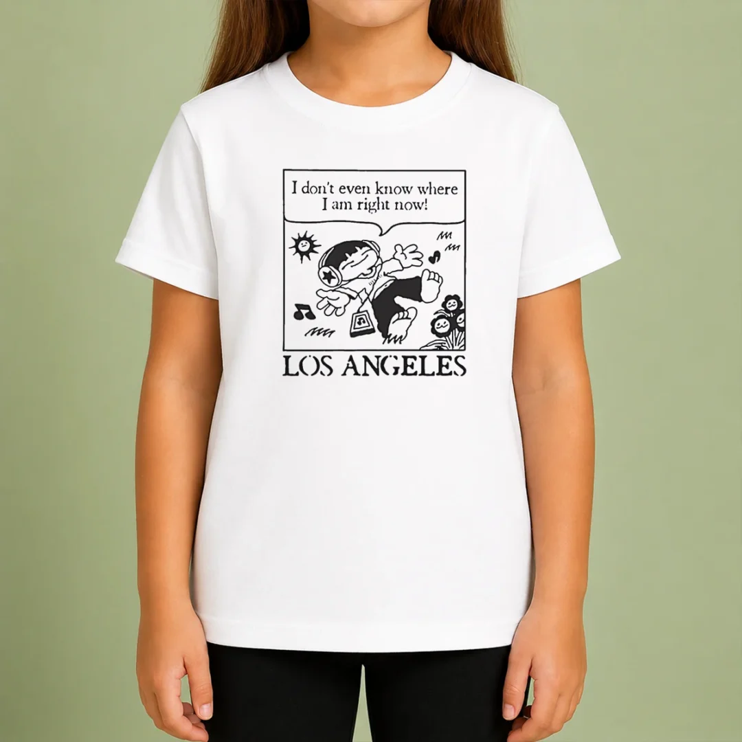awesome-los-angeles-cartoon-kid-floating-headphones-i-don-t-even-know-where-i-am-kids-t-shirt Awesome Los Angeles Cartoon Kid Floating Headphones I Don'T Even Know Where I Am Kids T-Shirt