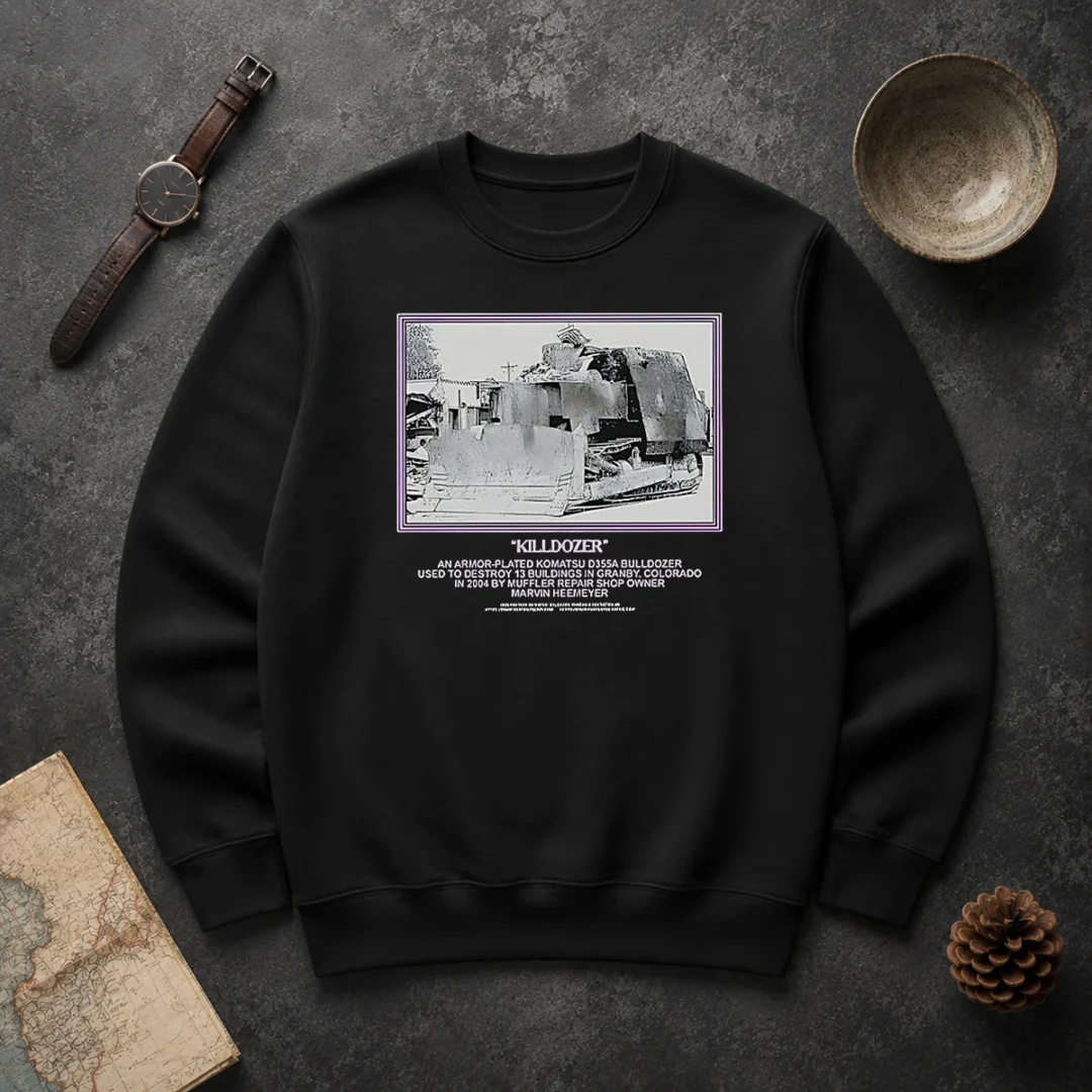 Awesome Marvin Heemeyer Killdozer Komatsu D355A Granby Colorado 2004 Muffler Sweater Awesome Marvin Heemeyer Killdozer Komatsu D355A Granby Colorado 2004 Muffler Sweater