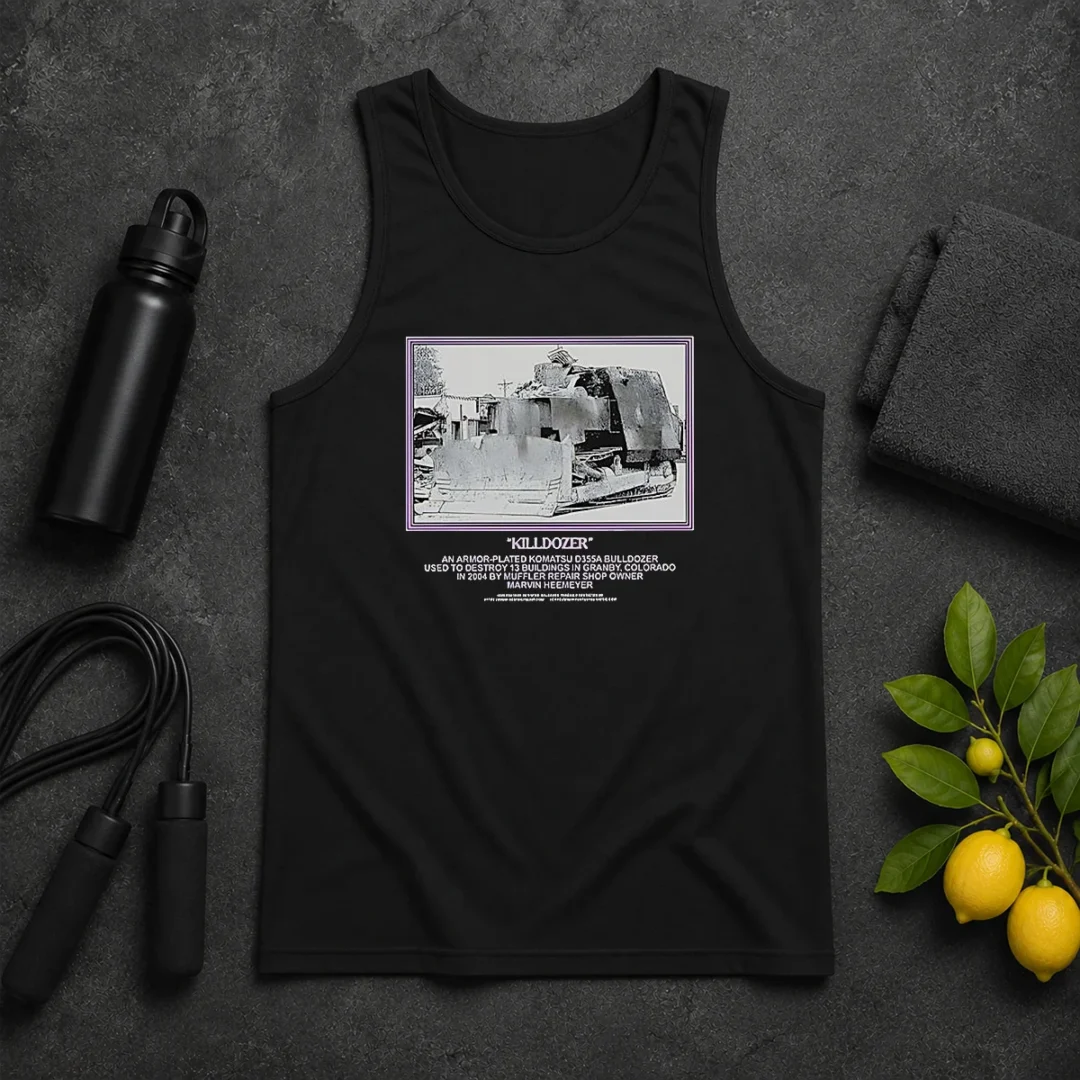 Awesome Marvin Heemeyer Killdozer Komatsu D355A Granby Colorado 2004 Muffler Tank Top Awesome Marvin Heemeyer Killdozer Komatsu D355A Granby Colorado 2004 Muffler Tank Top