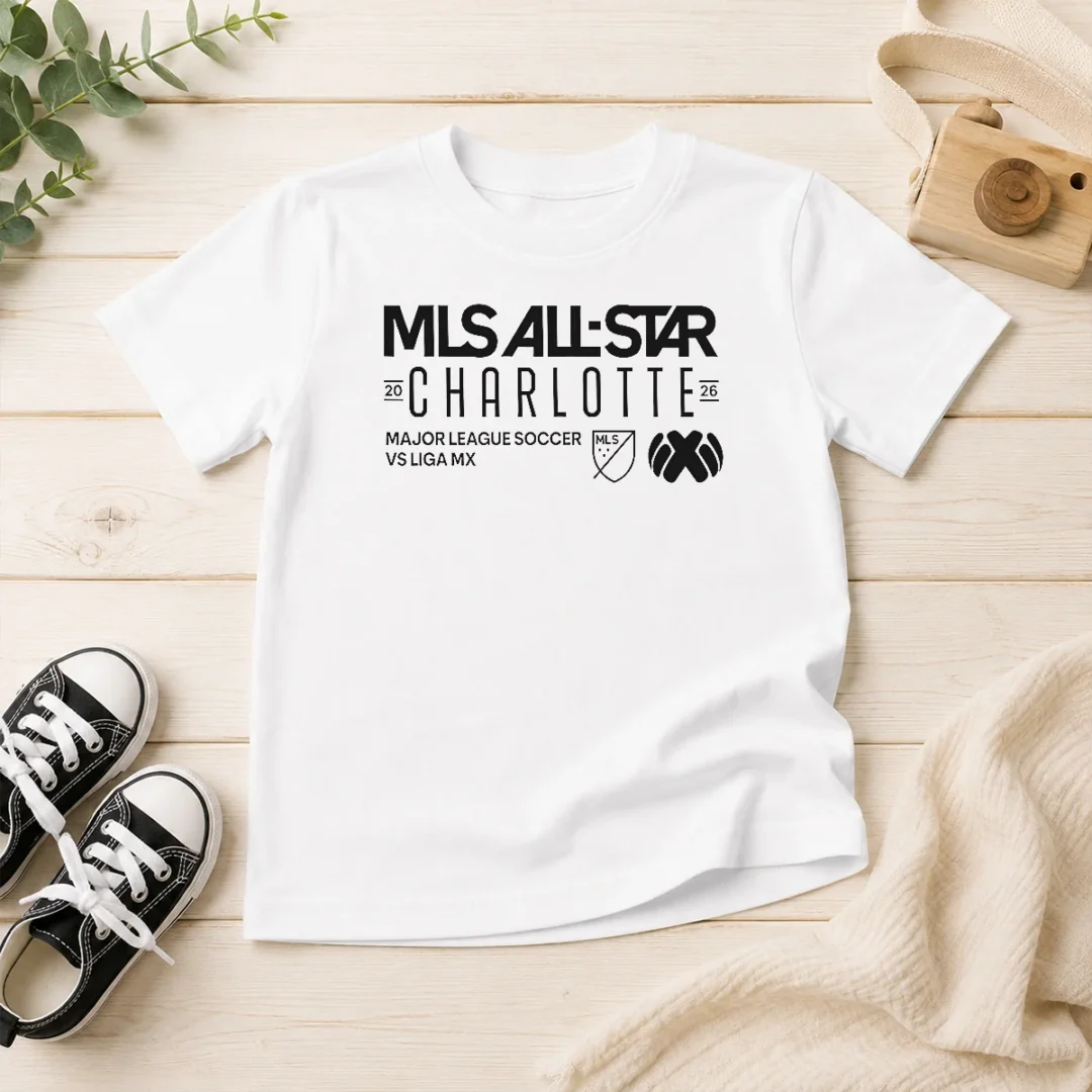 awesome-mls-all-star-charlotte-2026-major-league-soccer-vs-liga-mx-kids-t-shirt Awesome MLS All Star Charlotte 2026 Major League Soccer Vs Liga MX kids t shirt front view in blue