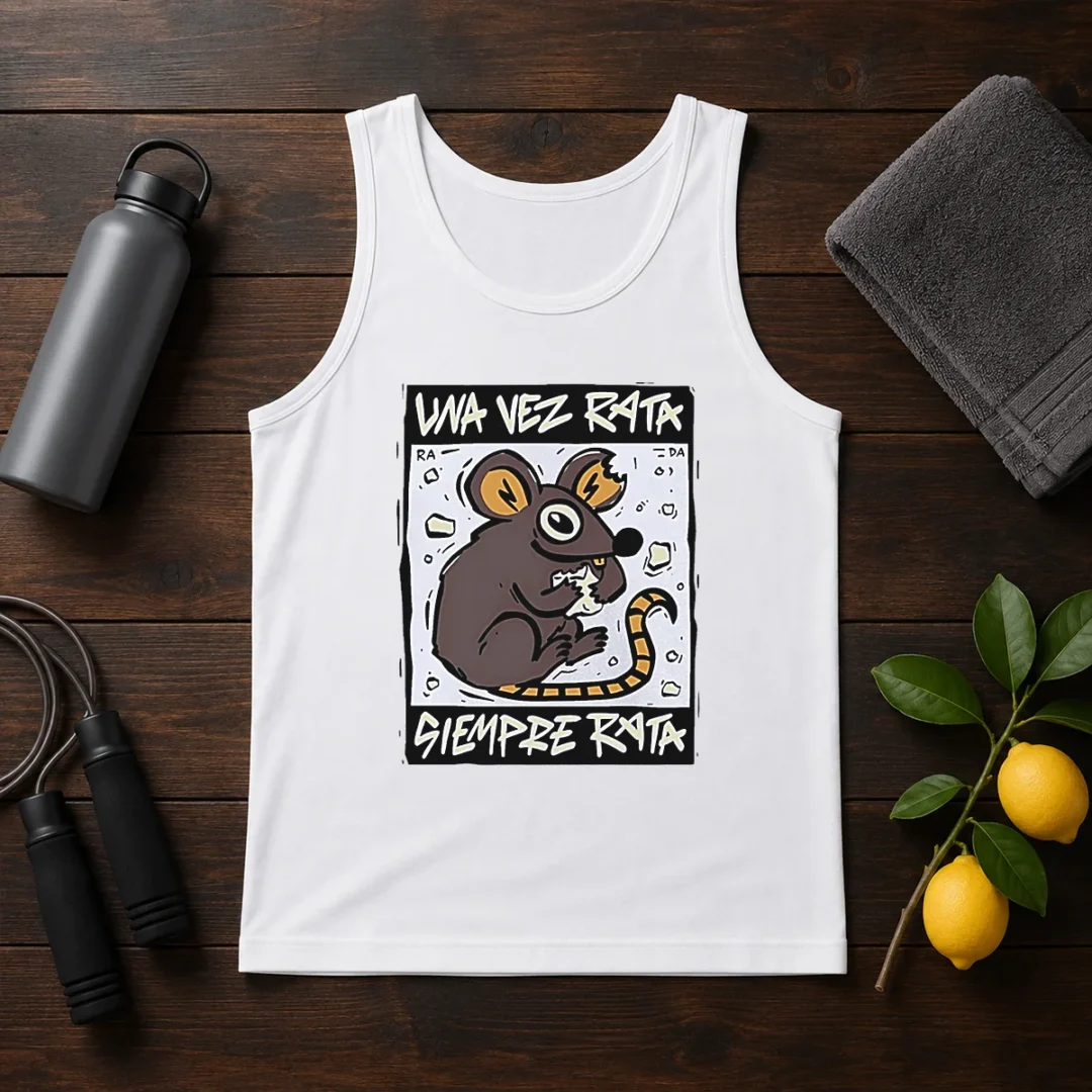 awesome-mouse-eating-cheese-una-vez-rata-siempre-rata-rat-funny-tank-top Awesome Mouse Eating Cheese Una Vez Rata Siempre Rata Rat Funny Tank Top