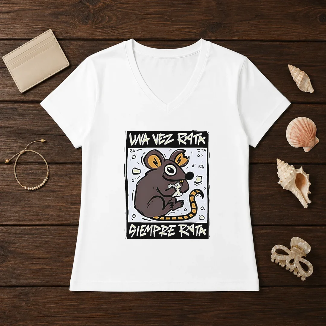 awesome-mouse-eating-cheese-una-vez-rata-siempre-rata-rat-funny-v-neck-shirt Awesome Mouse Eating Cheese Una Vez Rata Siempre Rata Rat Funny V-Neck Shirt