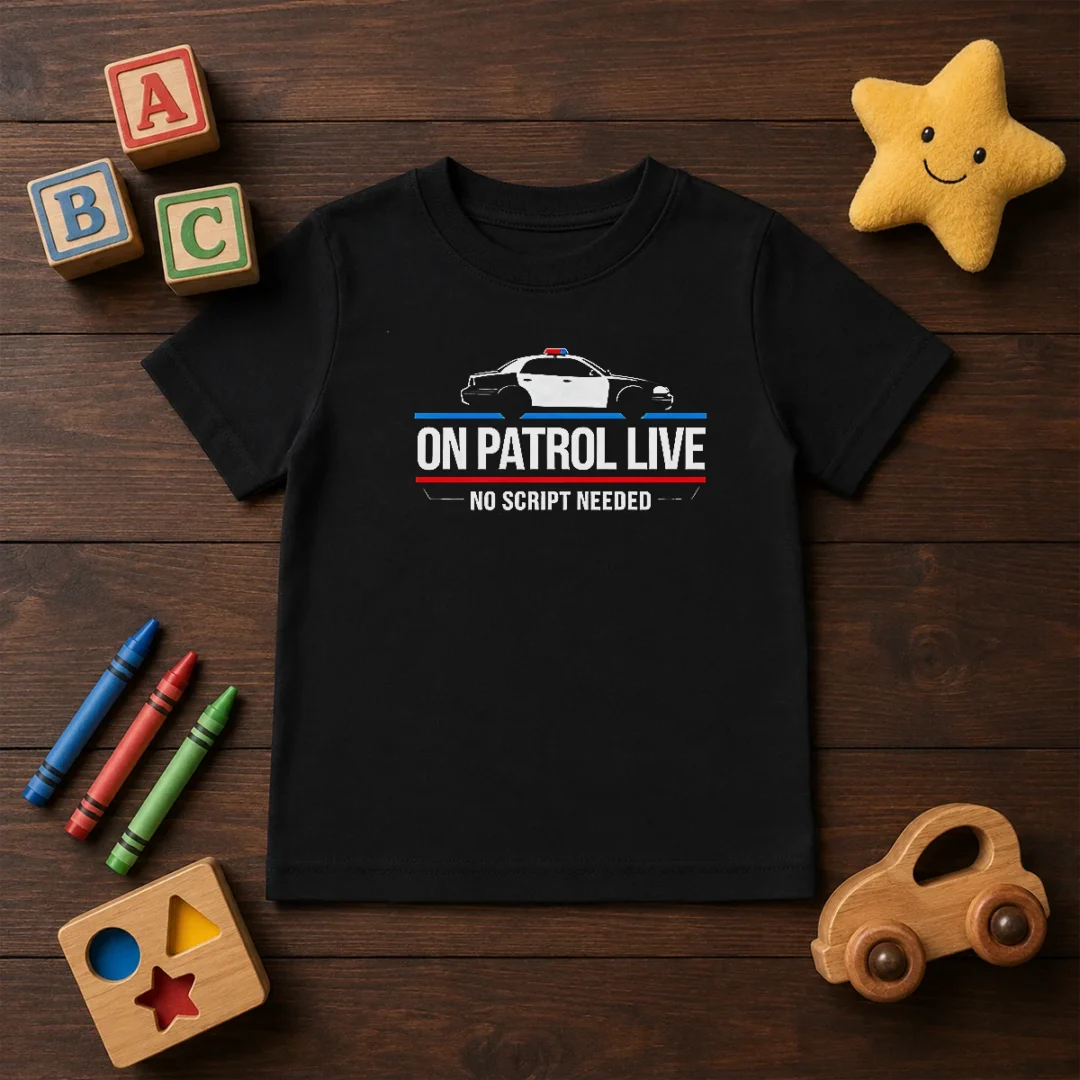 awesome-on-patrol-live-apparel-police-car-no-script-needed-kids-t-shirt Awesome On Patrol Live Apparel Police Car No Script Needed Kids T-Shirt