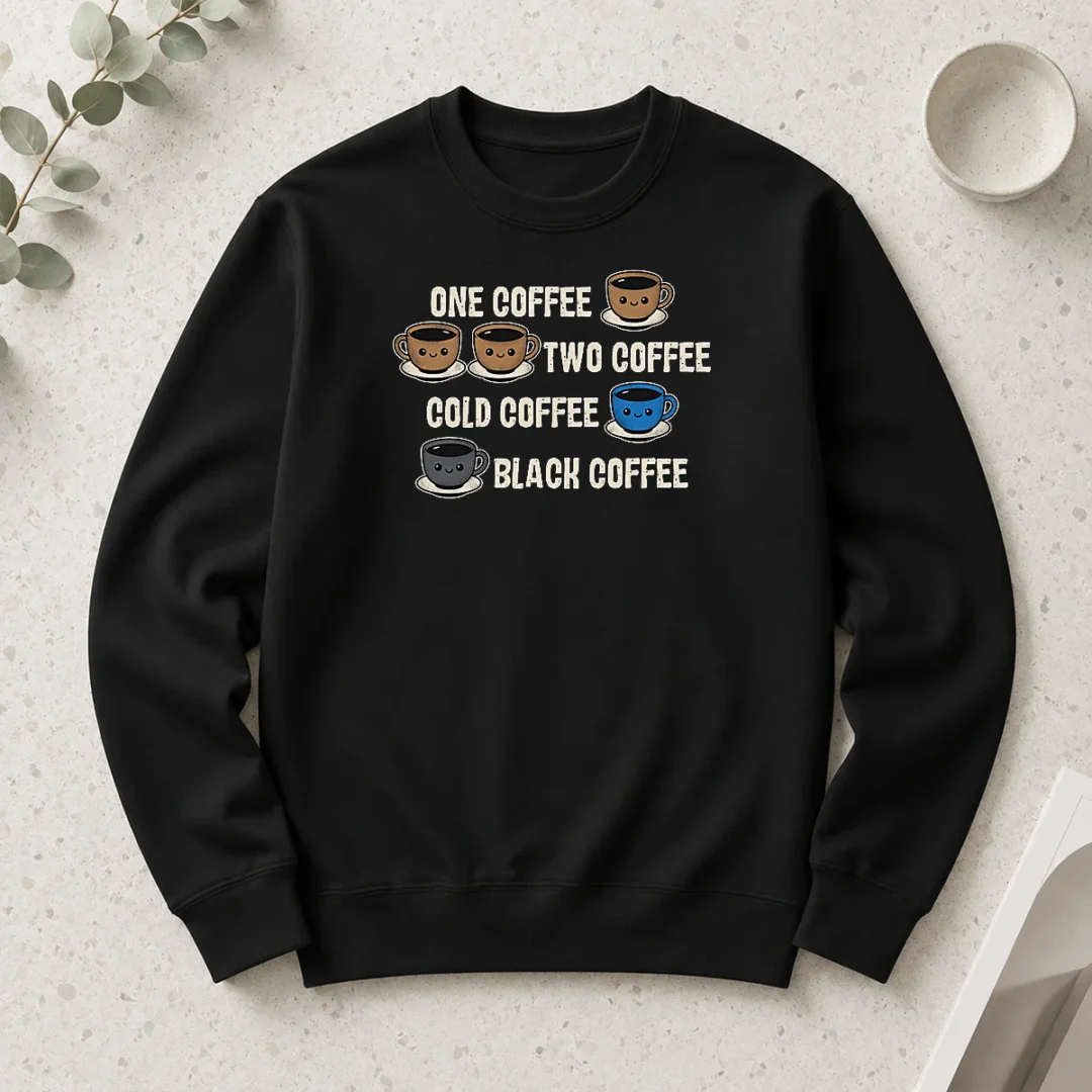 awesome-one-coffee-two-coffee-long-sleeve-shirt Awesome One Coffee Two Coffee Long Sleeve Shirt in black with bold white text design, displayed front view