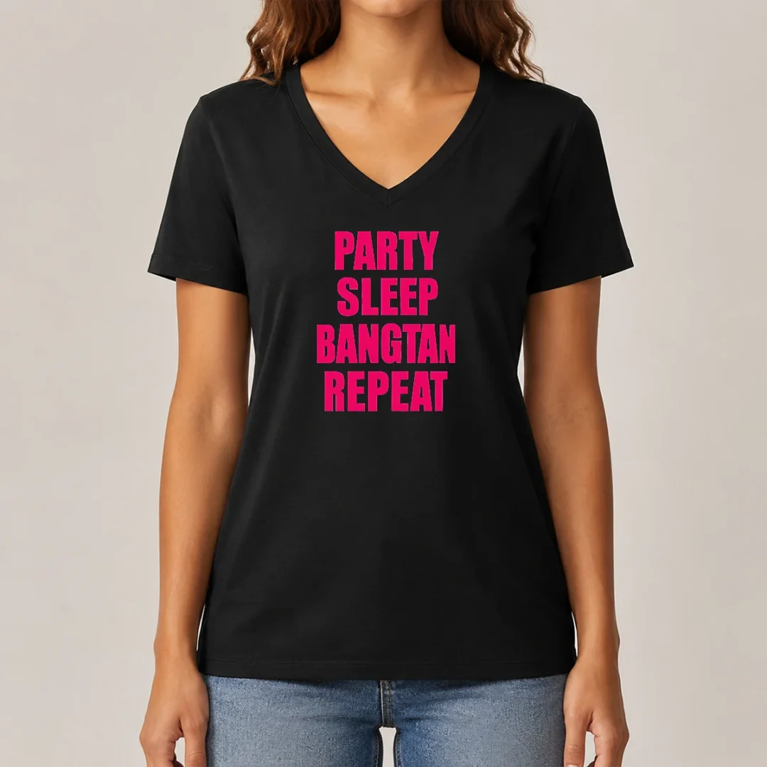 awesome-party-sleep-bangtan-repeat-v-neck-shirt Awesome Party Sleep Bangtan Repeat V-Neck Shirt