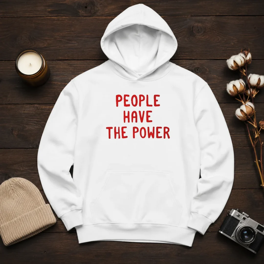 awesome-people-have-the-power-patti-smith-song-lyrics-protest-movement-hoodie Awesome People Have The Power Patti Smith Song Lyrics Protest Movement Hoodie in black, front view with bold white text print