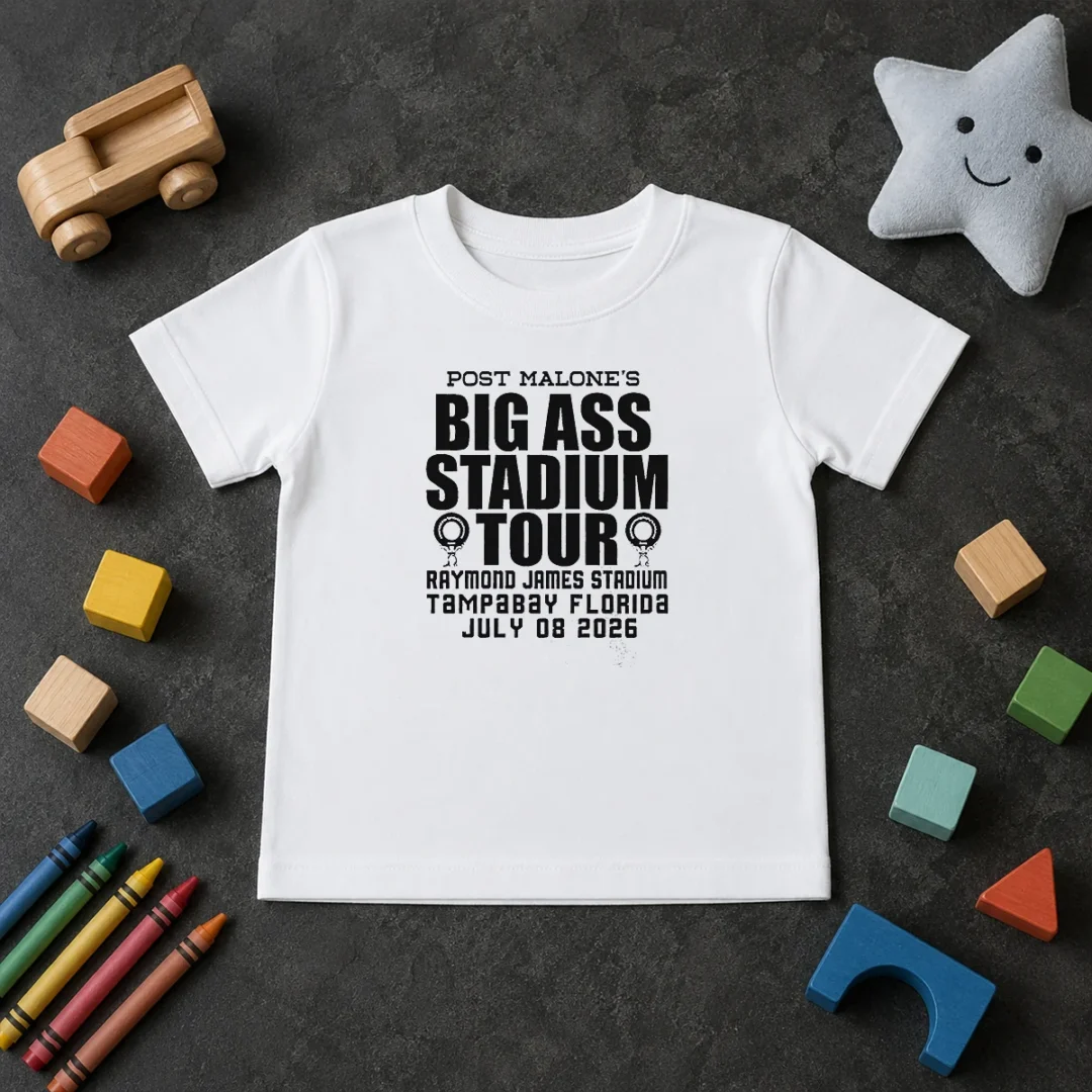 Awesome Post Malone Big Ass Stadium Tour Raymond James Stadium Tampa Bay 2026 Kids T Shirt Awesome Post Malone Big Ass Stadium Tour Raymond James Stadium Tampa Bay 2026 Kids T-Shirt