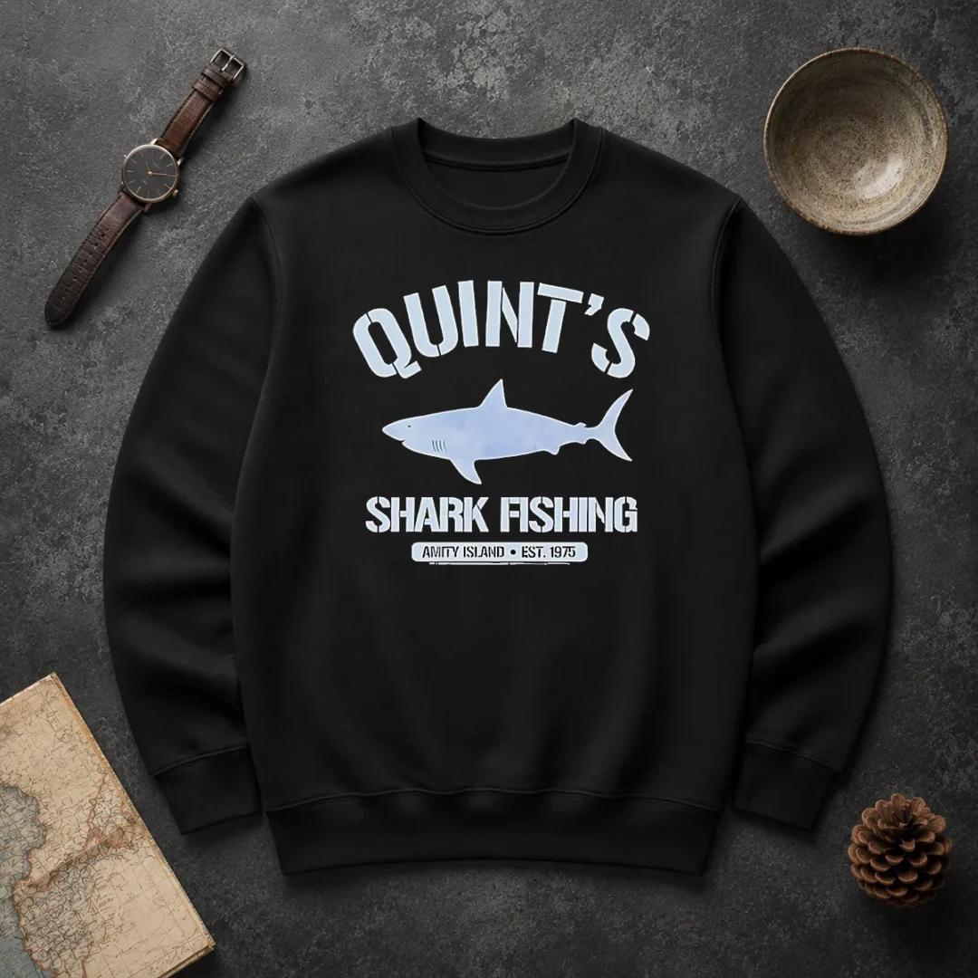 Awesome Quint'S Shark Fishing Amity Island Est 1975 Detailed Shark Sweater Awesome Quint'S Shark Fishing Amity Island Est 1975 Detailed Shark Sweater