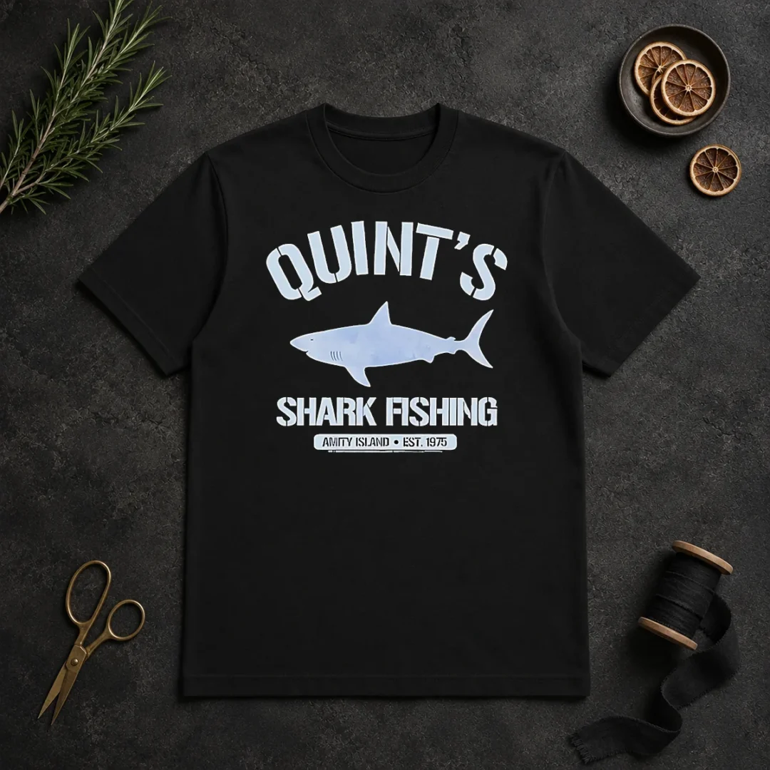Awesome Quint'S Shark Fishing Amity Island Est 1975 Detailed Shark t shirt Awesome Quint'S Shark Fishing Amity Island Est 1975 Detailed Shark