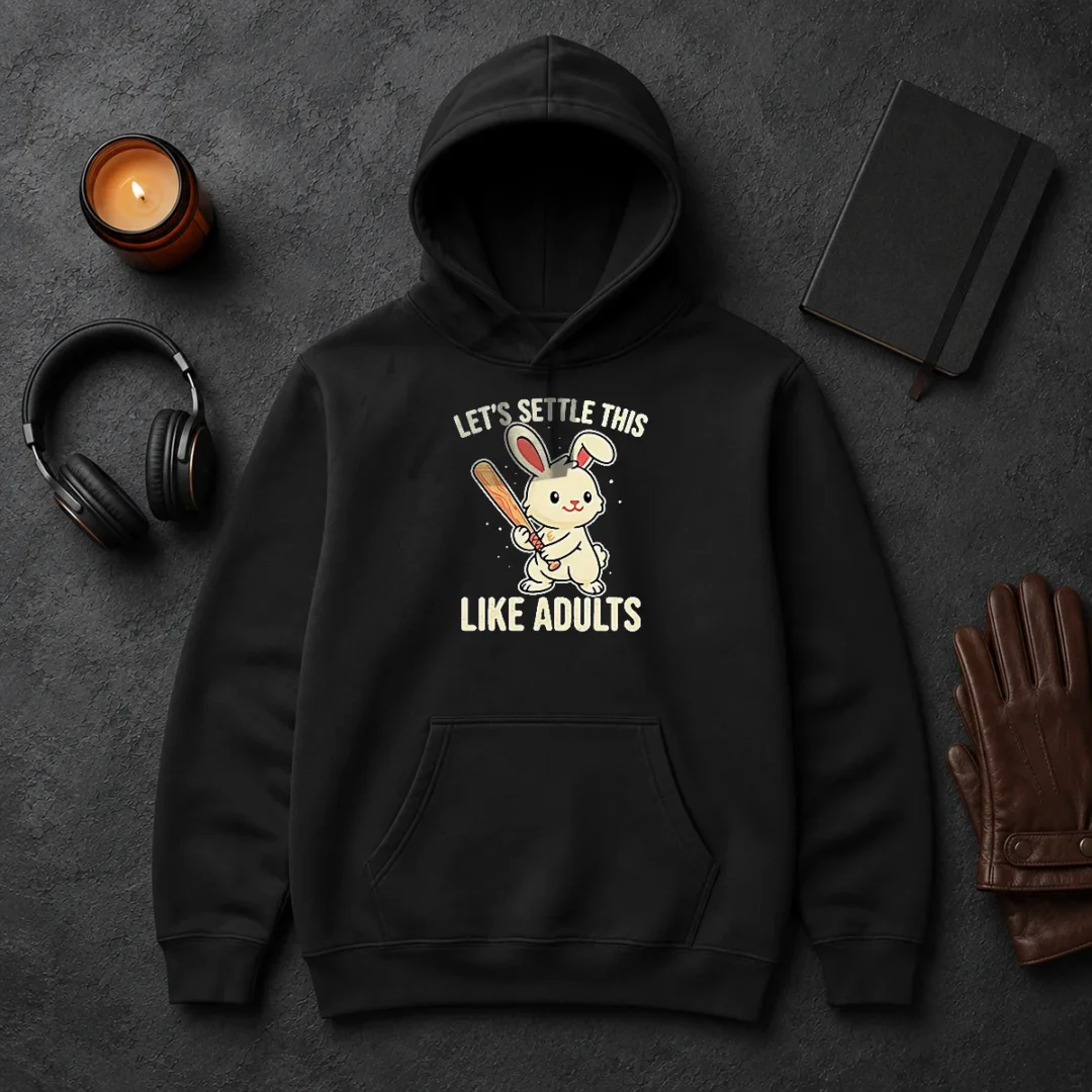 Awesome Rabbit Holding Baseball Bat Let'S Settle This Like Adults Hoodie Awesome Rabbit Holding Baseball Bat Let'S Settle This Like Adults Hoodie